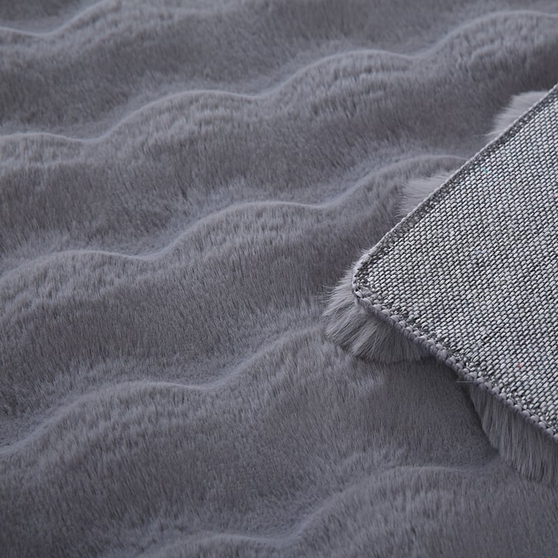 Soft high-pile floor rug - Ambrey 3D Dark Grey