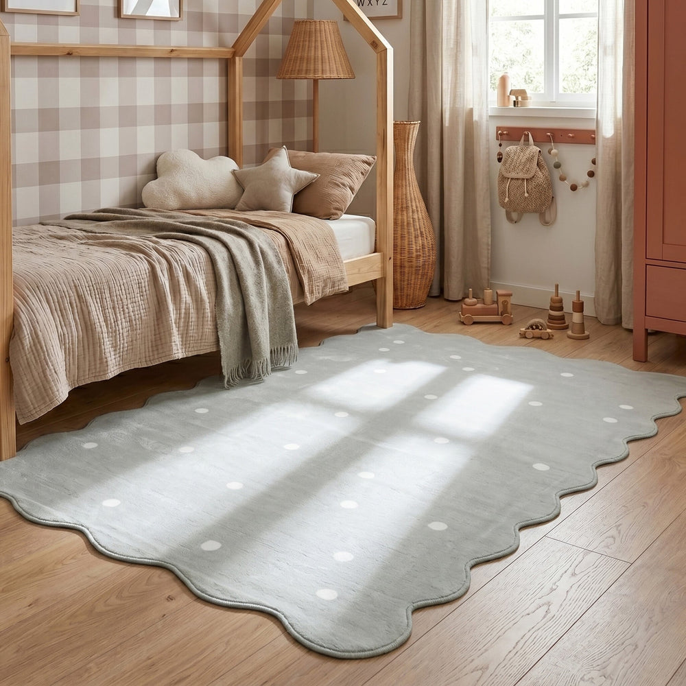Kids Room Rug - Cloudy Dots Mint