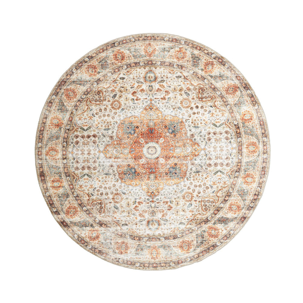 Round Indoor Outdoor Rug - Kairo Medallion Cream/Multicolour
