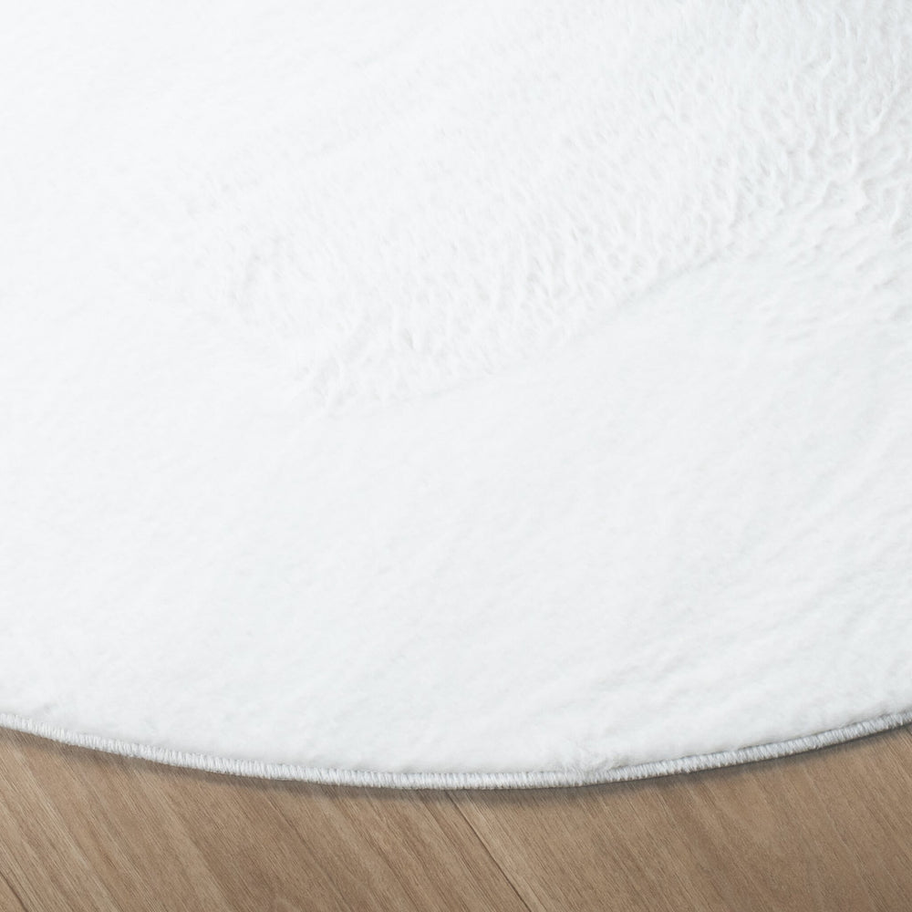 Round Low-Pile Rug - Cozy White