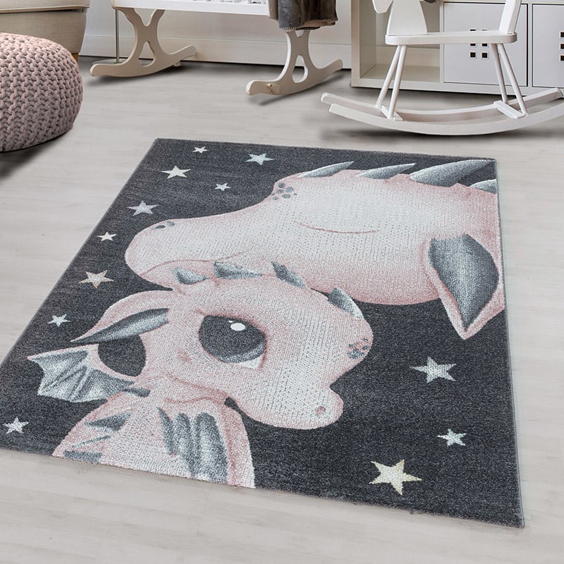 Children's floor rug - Fleurtje Dragon Pink
