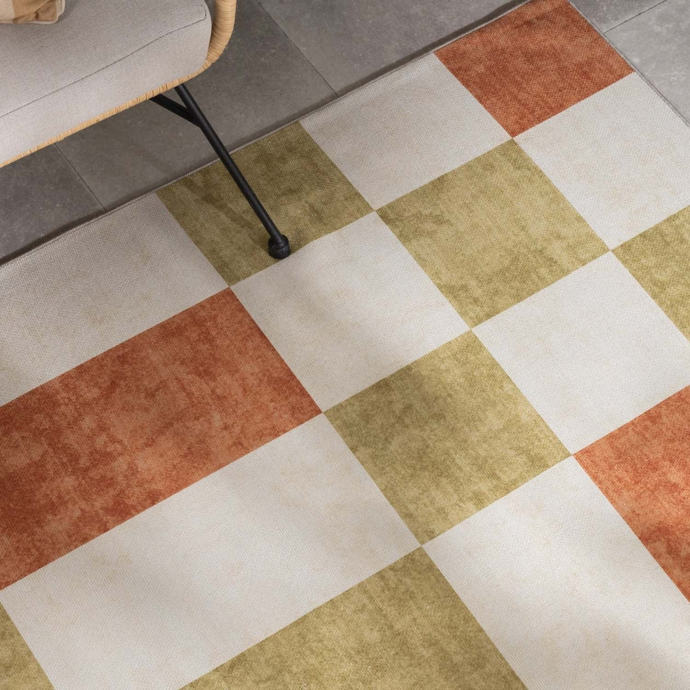Retro Indoor Outdoor Rug - Pop Cubes Terracotta