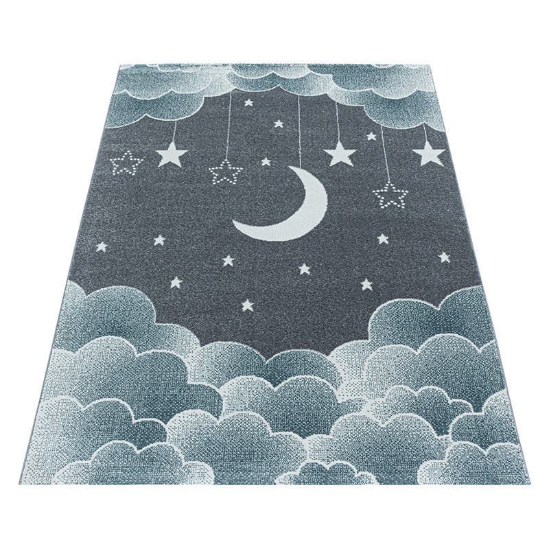 Children's floor rug - Fleurtje Moon Blue