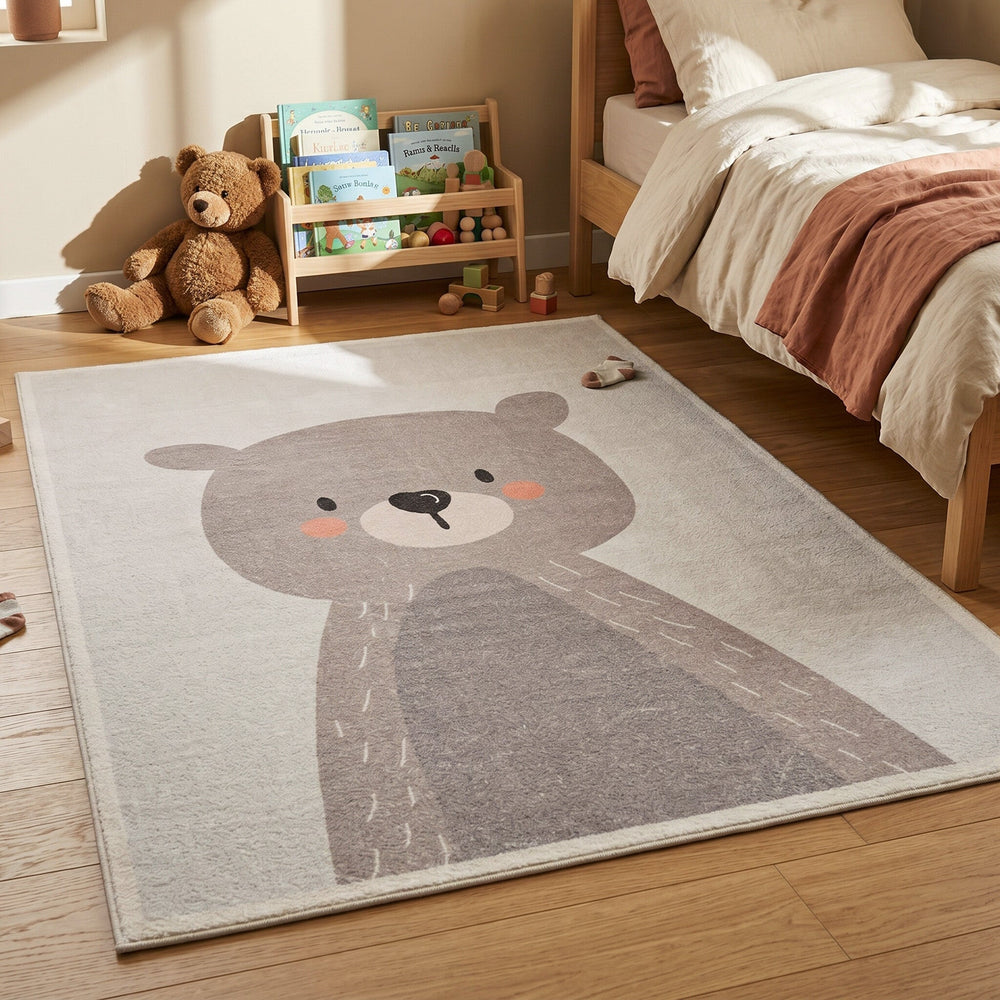 Washable Kids Rug - Simba Bear Beige
