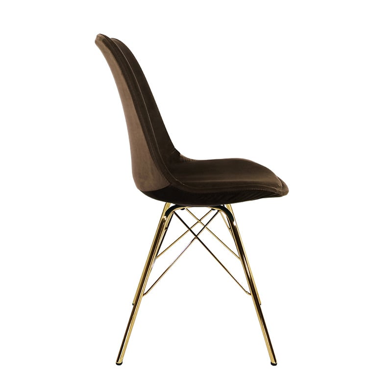 Chair Velvet Coffee Brown - Gold frame