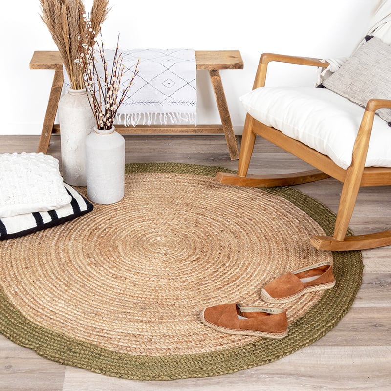 Jute Rug - Fair Round Natural/Green