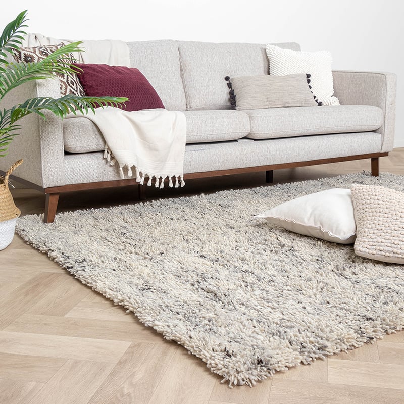High Pile Wool Rug - Royal Cream/Grey