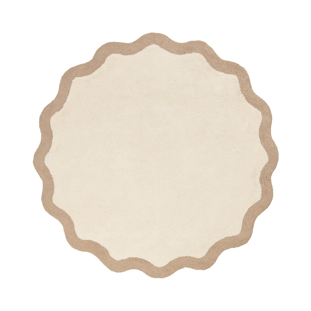 Round Washable Rug – Hazy Beige/Cream