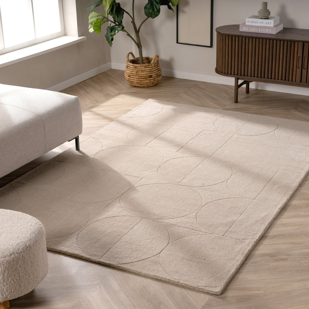Wool Rug - Giselle Circles Beige