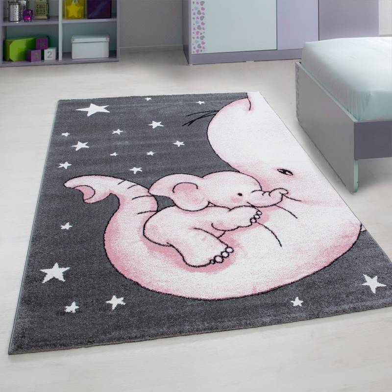 Children's floor rug - Anna Elephant Pink