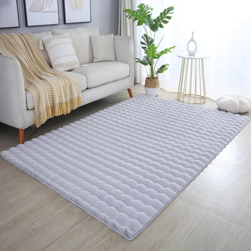 Soft high-pile floor rug - Ambrey 3D Light Grey