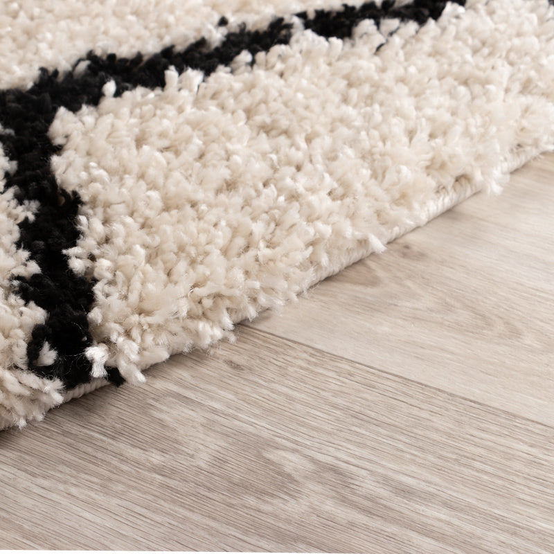 Round High Pile Rug - Grand Diamond Cream/Black