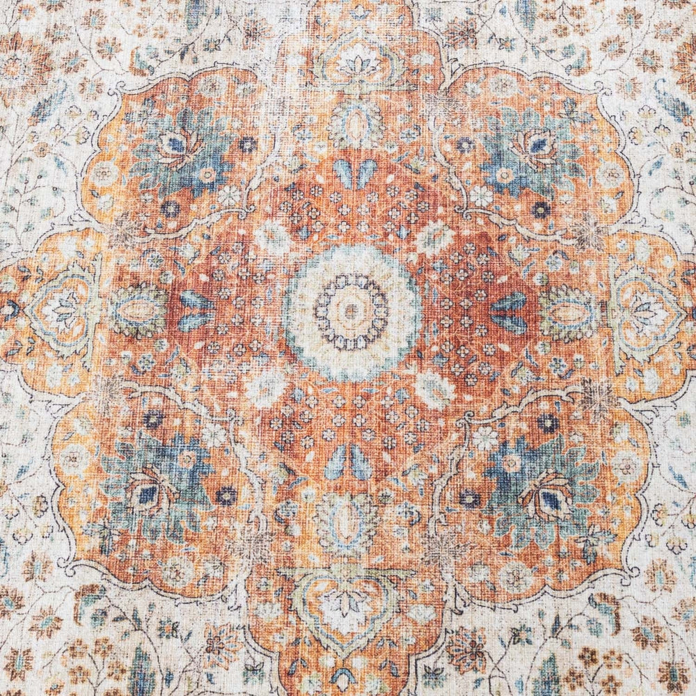 Round Indoor Outdoor Rug - Kairo Medallion Cream/Multicolour