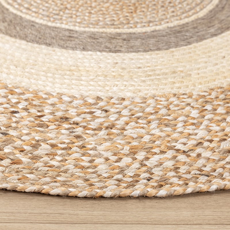 Round Jute Rug - Mirai Border White/Blend