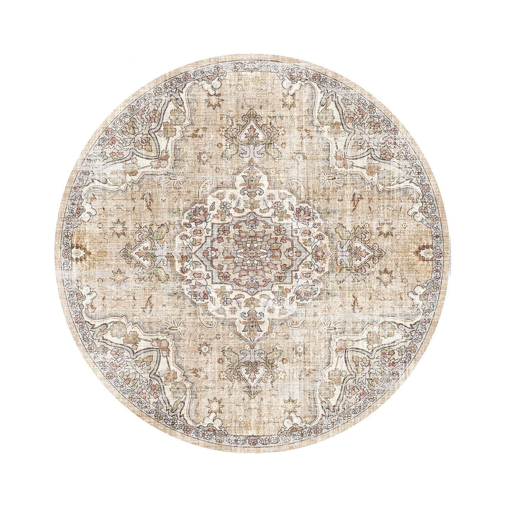 Runder Orientteppich – Leyla Medaillon Taupe
