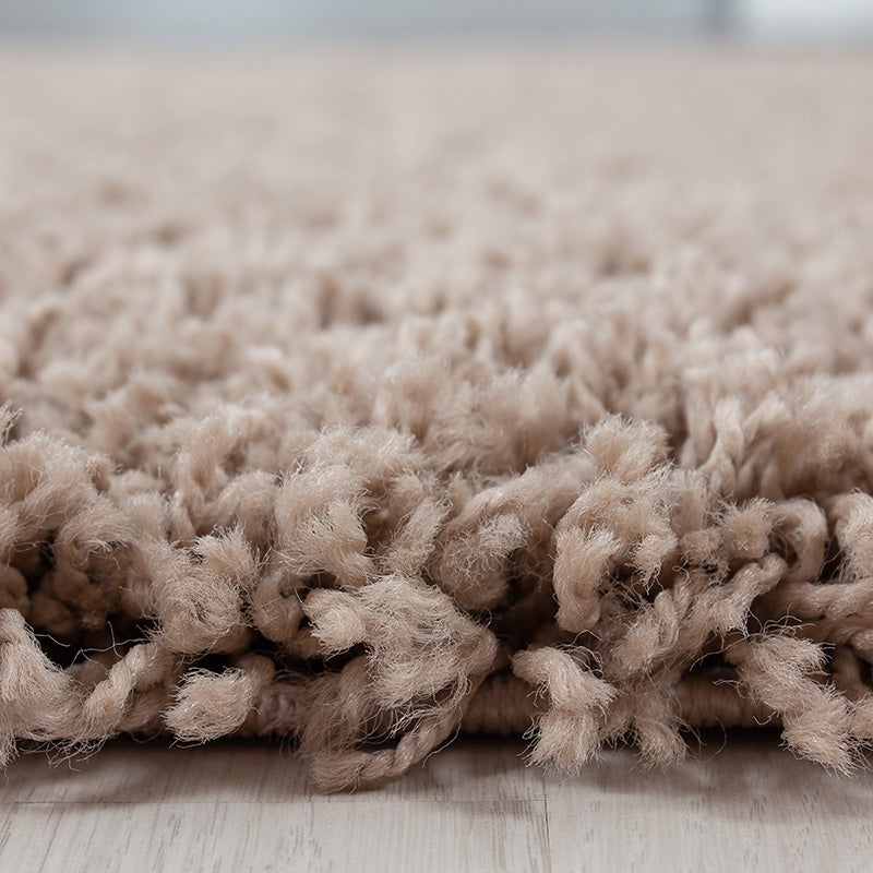 Round high-pile floor rug - Sade Beige