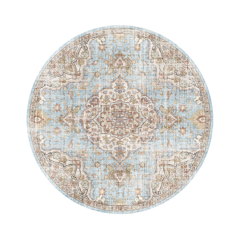 Round oriental rug - Leyla Medallion Light Blue