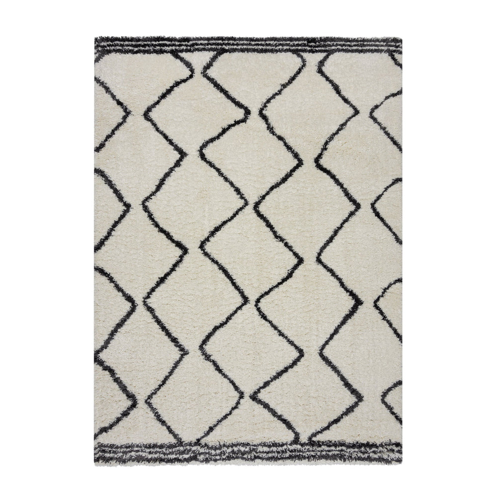 Berber Floor Rug - Riado Zigzag Black/White