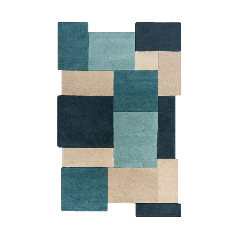 Abstract Floor Rug - Stracto Collage Petrol