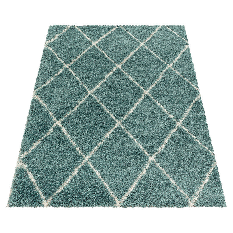 Berber floor rug - Agadir Lines Blue/Cream
