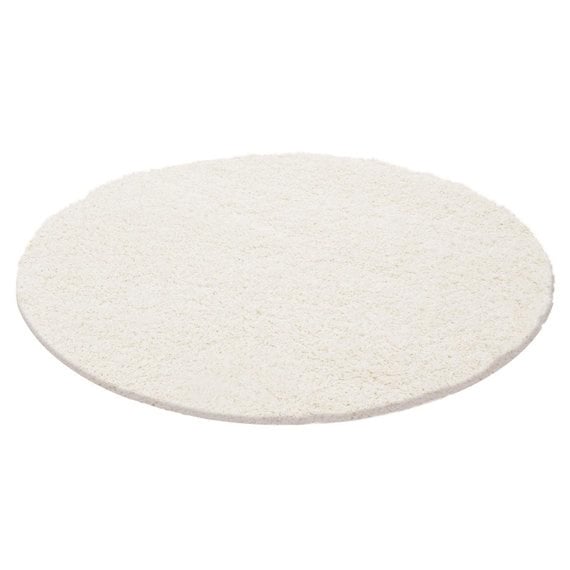 Round High Pile Rug - Solid White