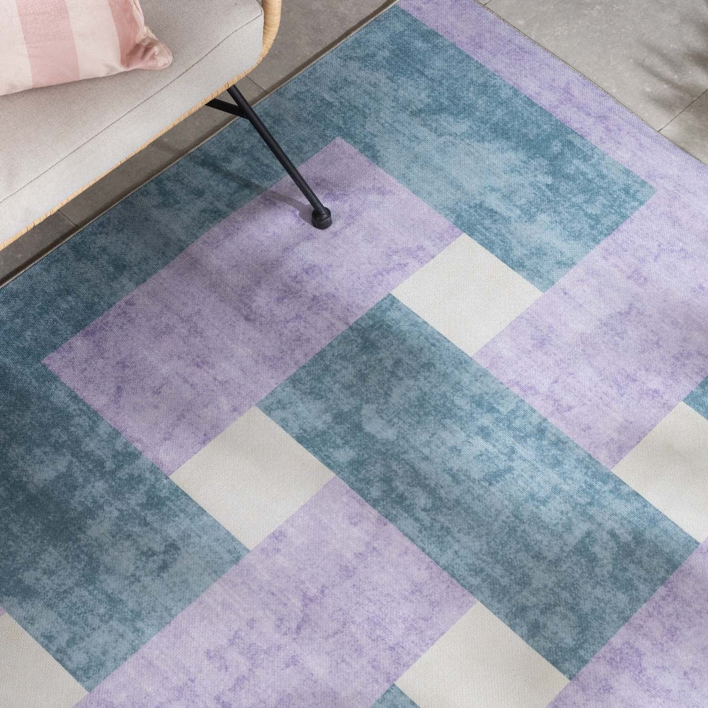 Retro Indoor Outdoor Rug - Pop Lines Lilac