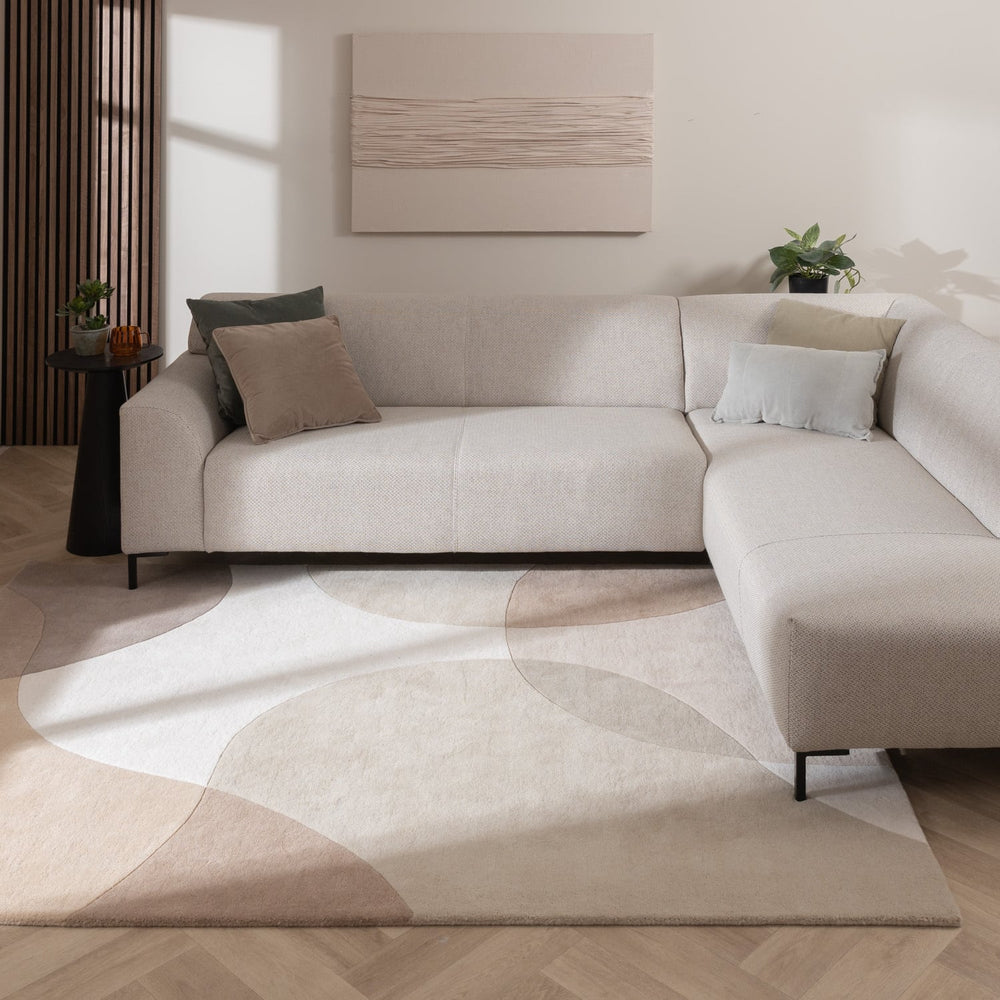 Wool Abstract Rug - Clarice Cream/Beige