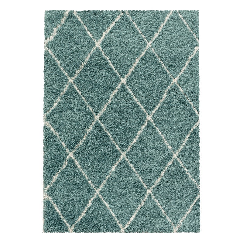 Berber floor rug - Agadir Lines Blue/Cream