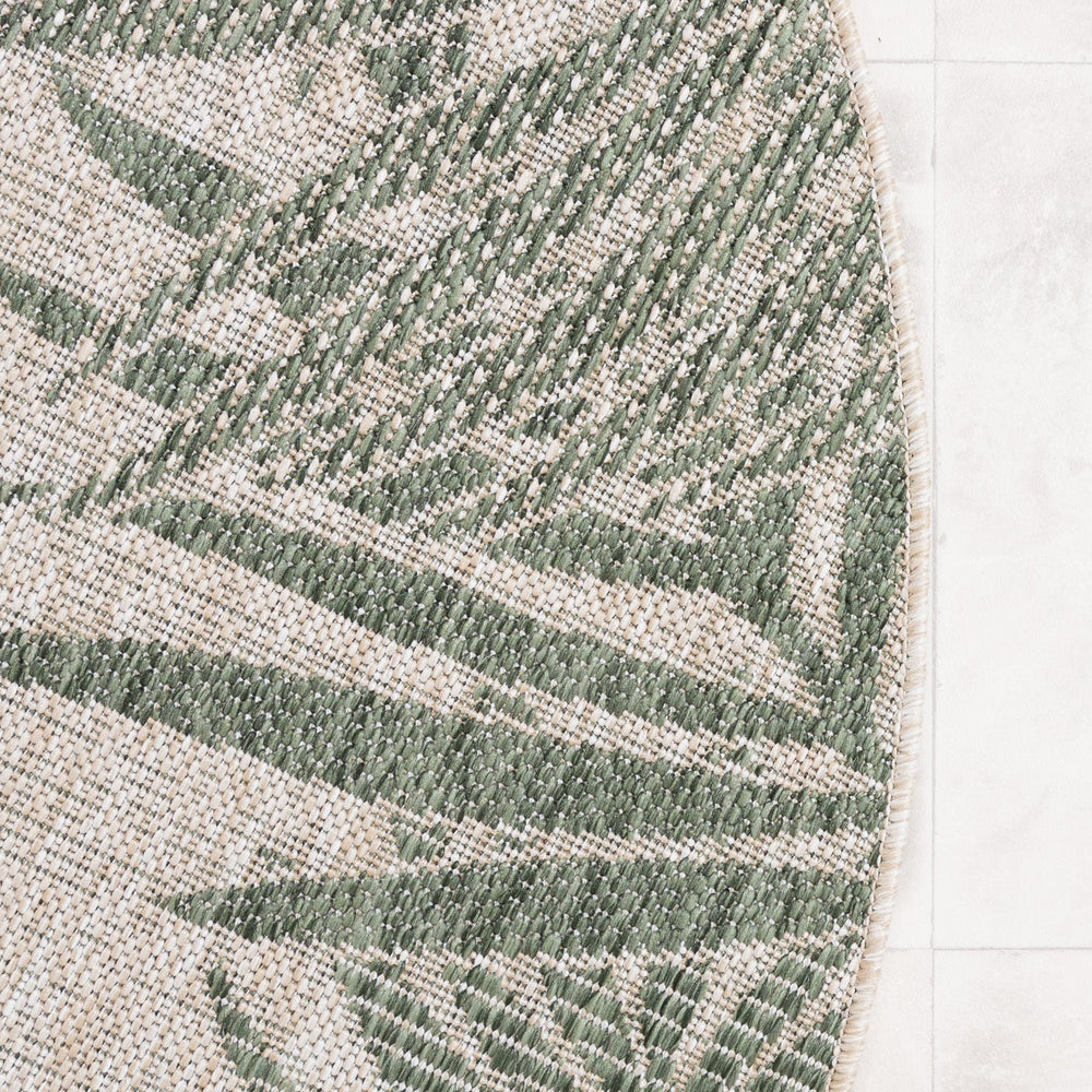 Round Outdoor Rug - Tiga Edge Green