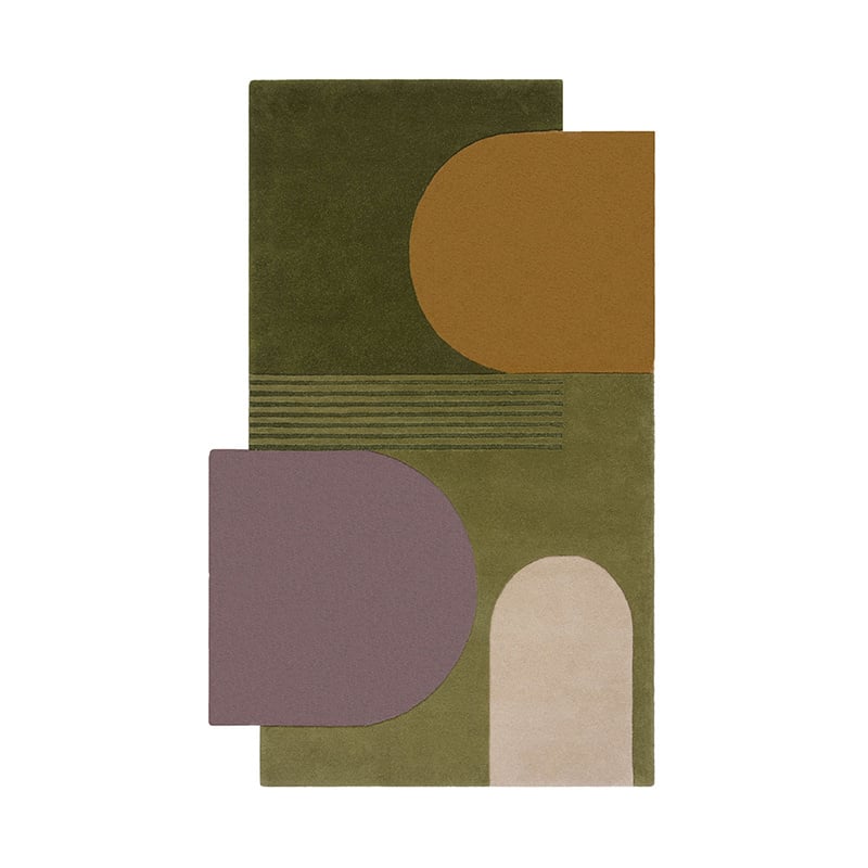 Abstract floor rug - Stracto Lozenge Green/Multicolor