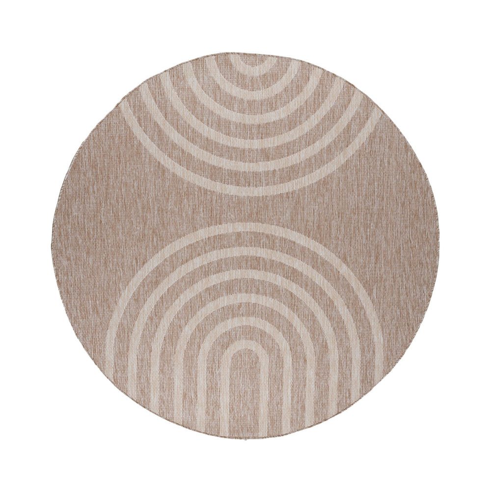 Round Indoor Outdoor Rug - Sierra Arches Beige/Cream