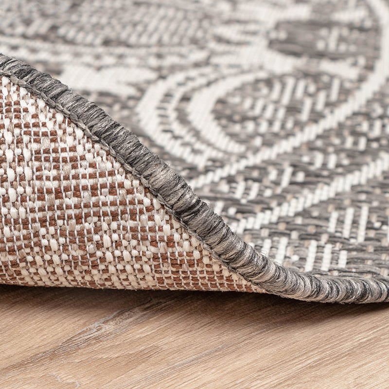 Round Outdoor Rug - Summer Oriental Grey