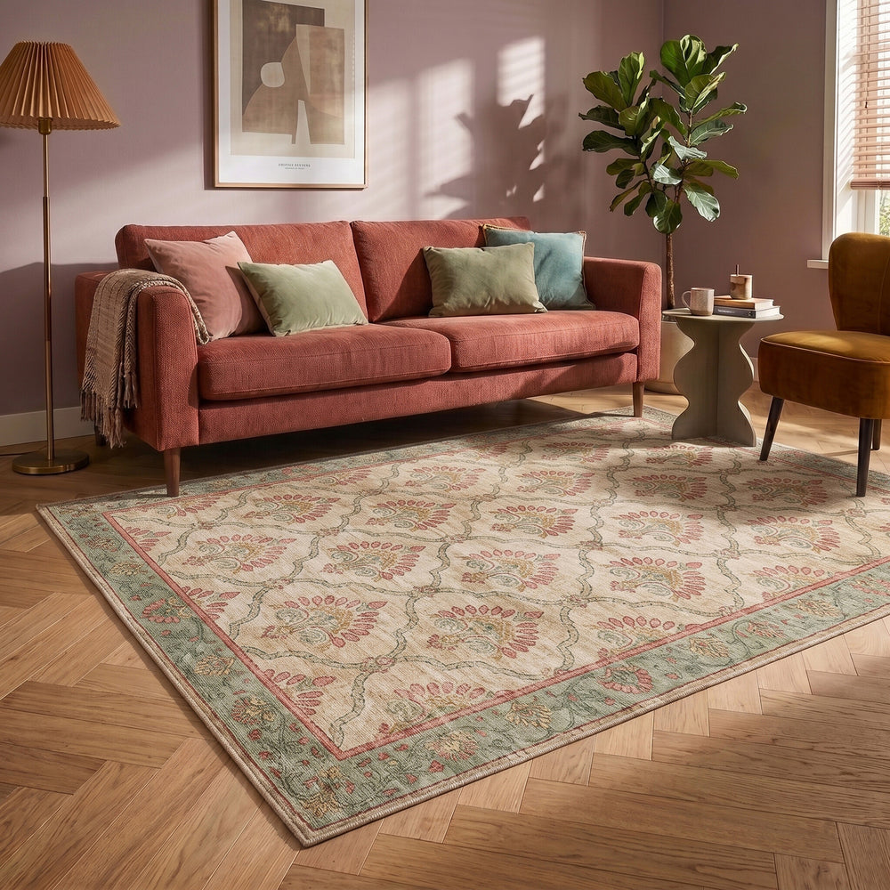 Vintage rug - Sage Grid Green