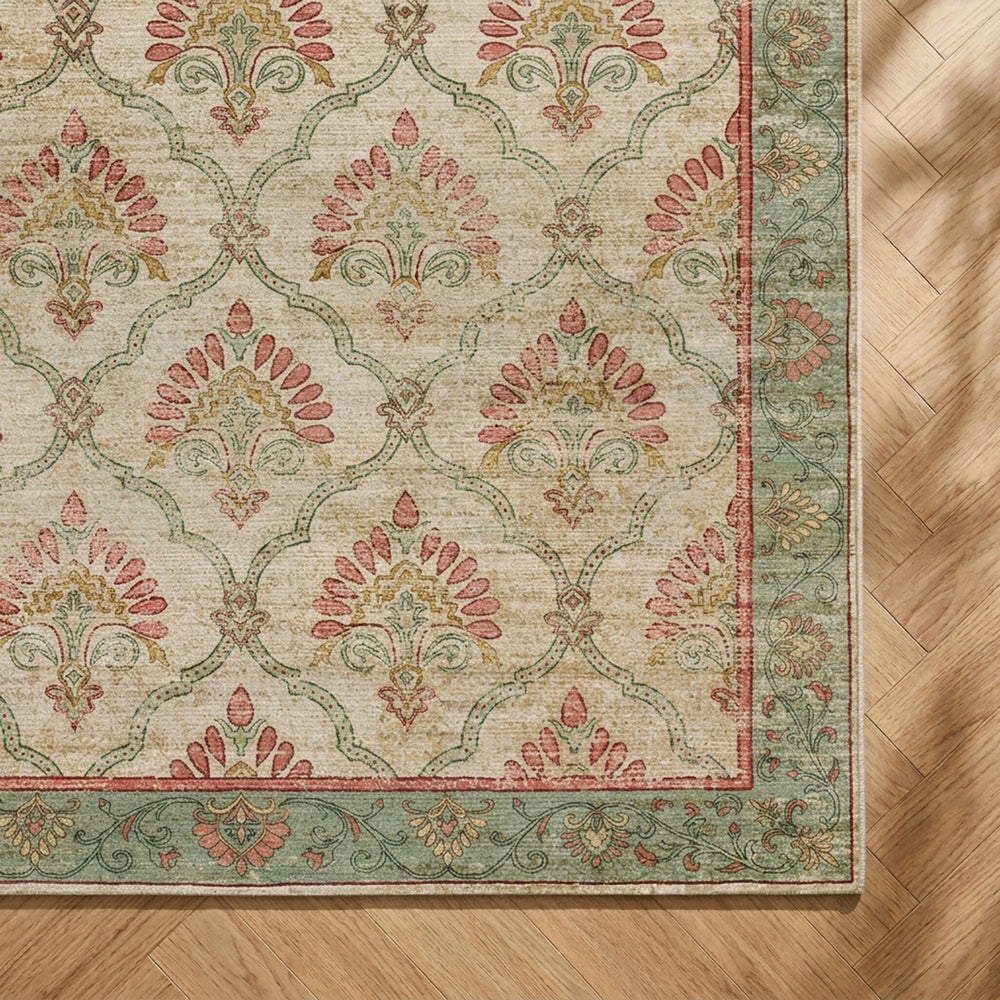 Vintage rug - Sage Grid Green