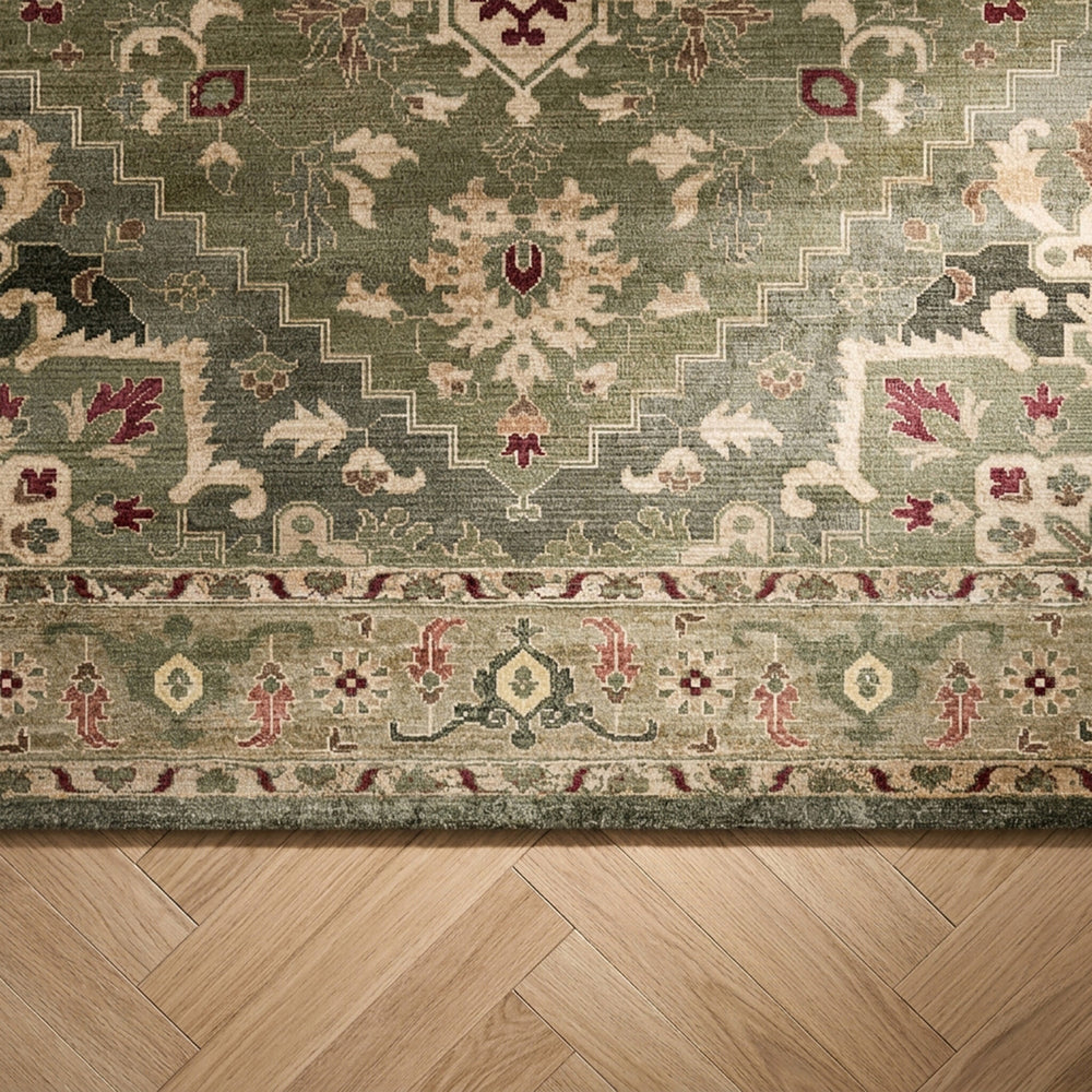 Vintage rug - Sage Medallion Green