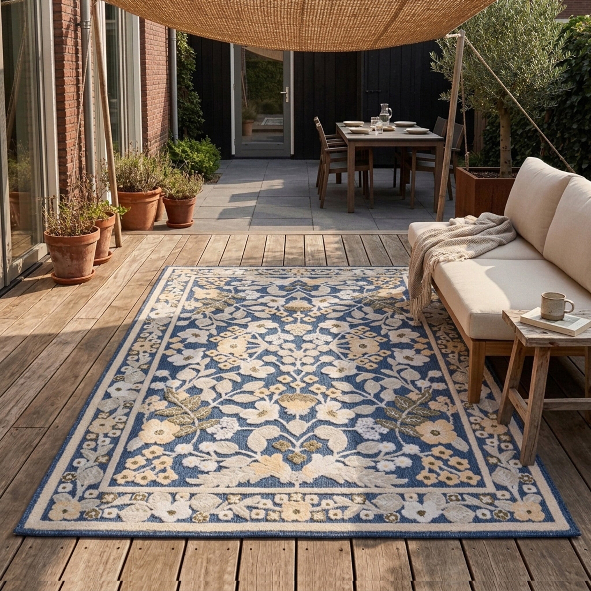 Indoor & outdoor rug - Bloom Oriental Blue