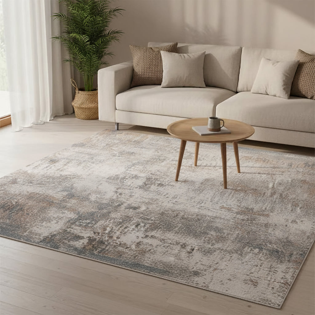 Washable Abstract Rug - Misha Grunge Cream/Grey