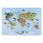 Children's Floor Rug - Pleun World Map Blue