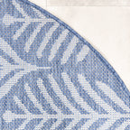 Round Outdoor Rug - Summer Leaves Blue