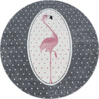 Round Children's Floor Rug - Amber Flamingo Pink