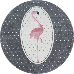 Round Children's Floor Rug - Amber Flamingo Pink