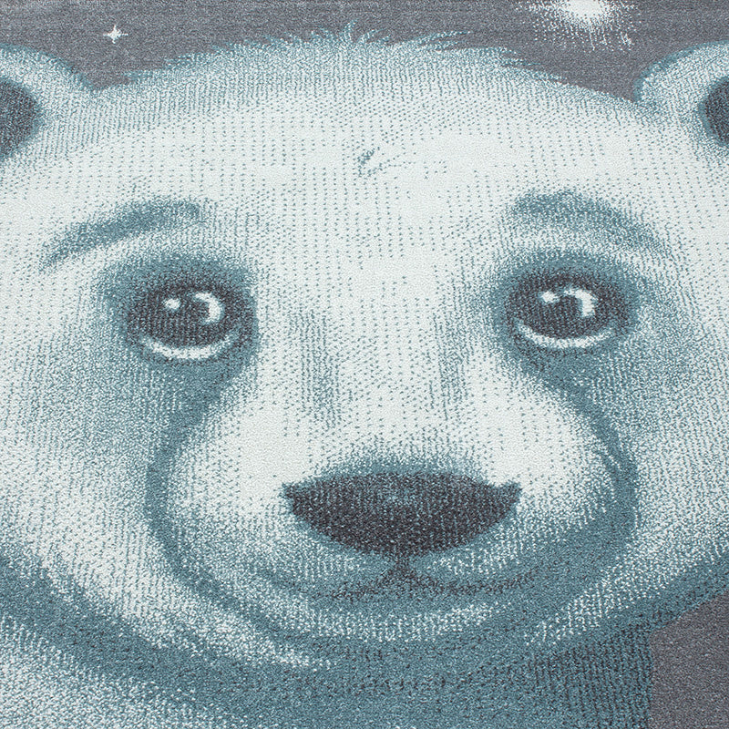 Round Children's Floor Rug - Bambi Bear Blue
