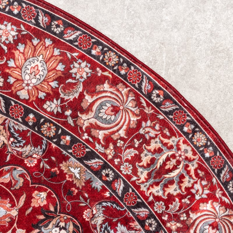 Round Vintage Rug - Imagine Medallion Red