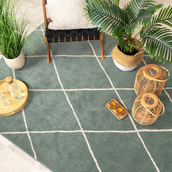 Scandinavian Outdoor Rug - Odin Lines Green