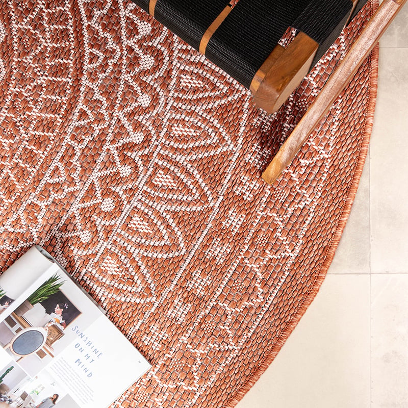 Round Outdoor Rug - Summer Azteca Terra