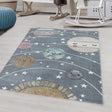 Children's floor rug - Fleurtje Planets Grey