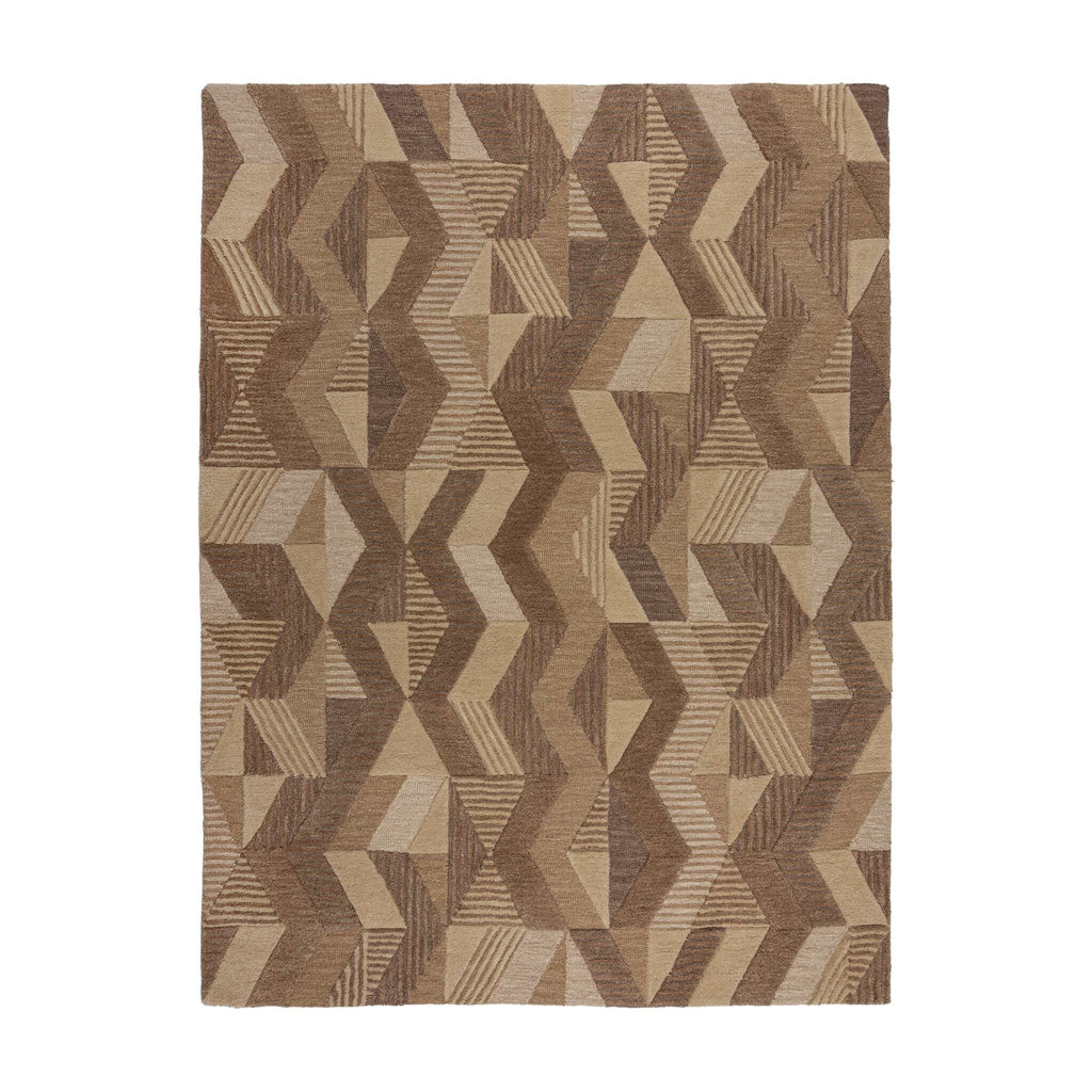 Abstract Wool Floor Rug - Anko Beige