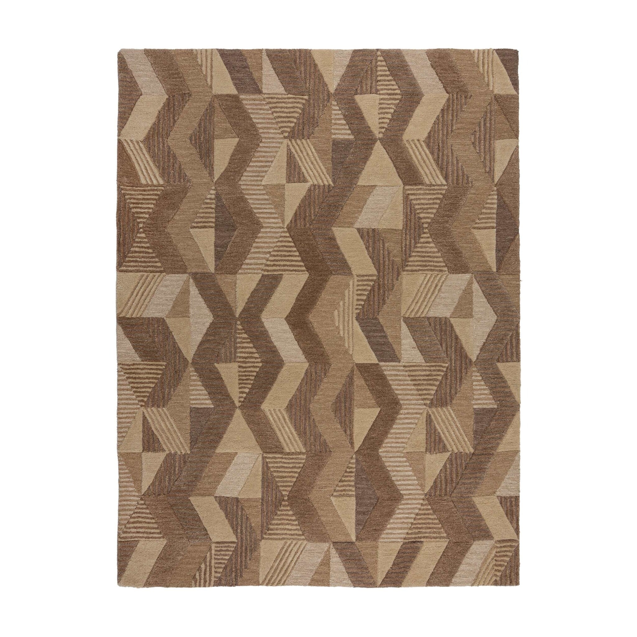 Abstract Wool Floor Rug - Anko Beige