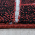 Modern Floor Rug - Streaky Scratch Red/White