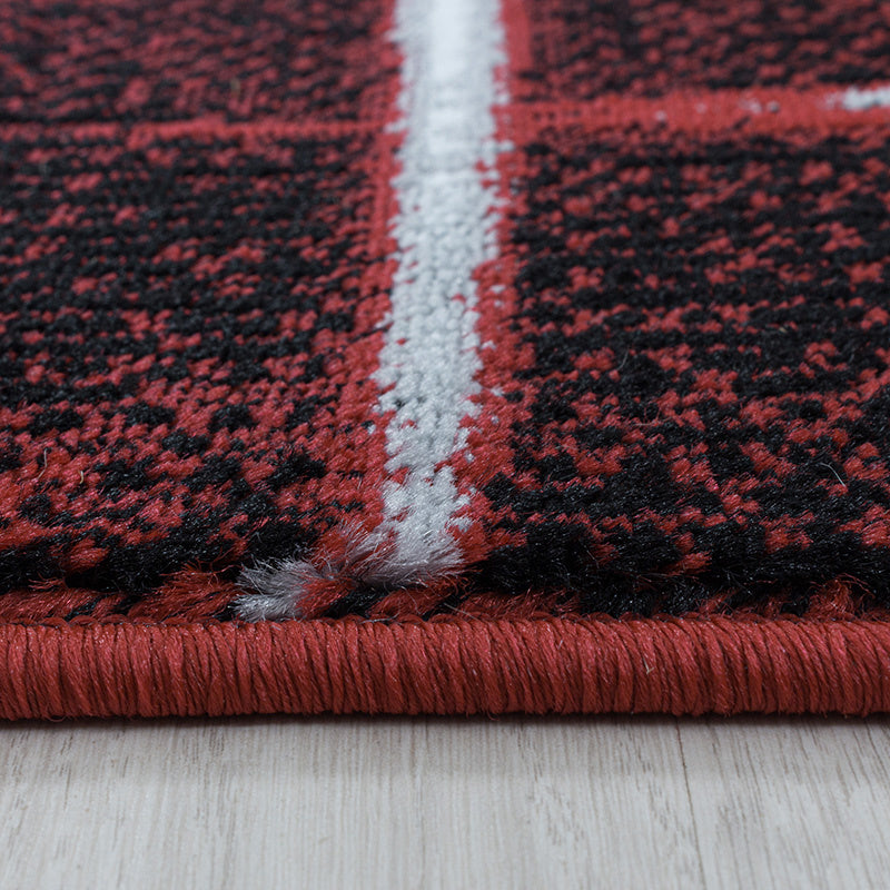 Modern Floor Rug - Streaky Scratch Red/White